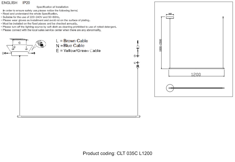 Линейный светильник Crystal Lux CLT 035C L1200 GO