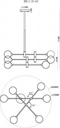 Люстра на штанге MyFar MR1110-6C