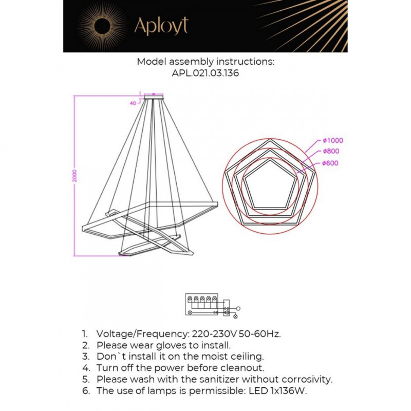 Подвесная люстра APLOYT APL.021.03.136