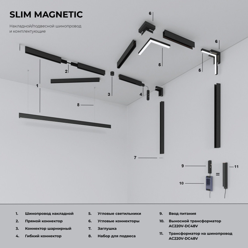 Соединитель для шинопровода Elektrostandard Slim Magnetic Соединительная планка узкая для шино