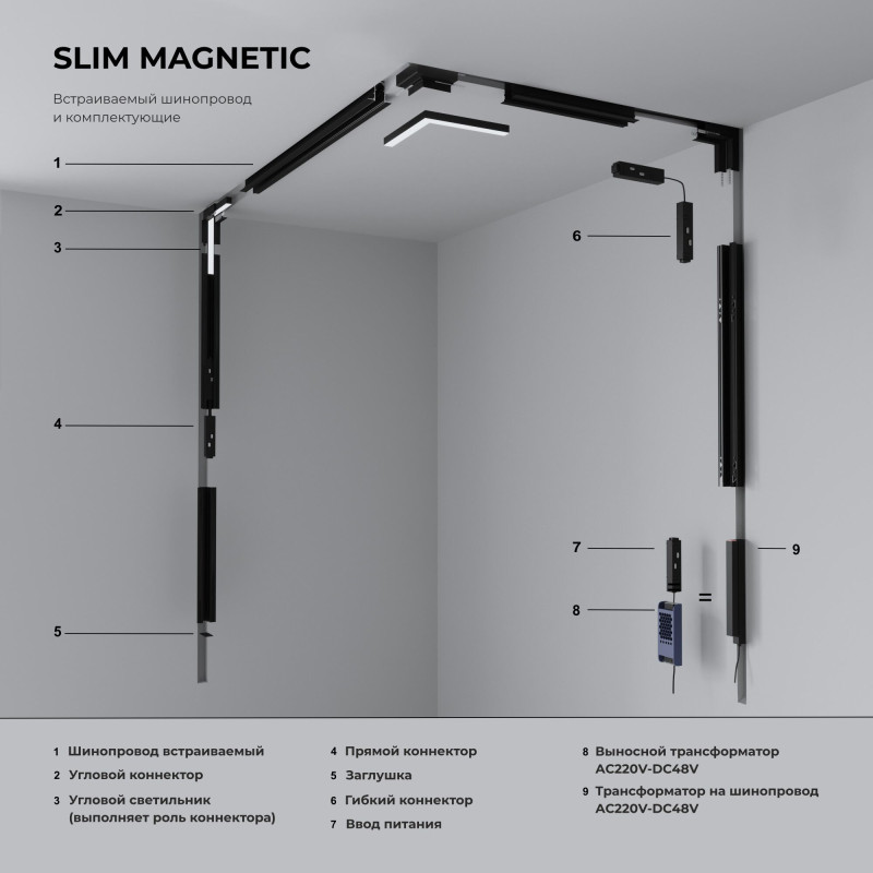 Подвод питания Elektrostandard Slim Magnetic Гибкий коннектор 85099/00 ввод питания elektrostandard track rail sl surface trp 1 1 ch 4690389150920