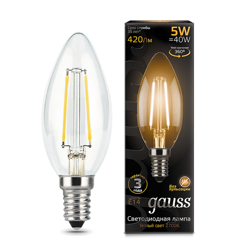 Светодиодная лампа Gauss 103801105 gauss led filament a60 e27 6w 4100к 1 10 51