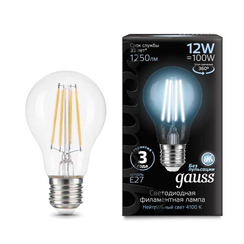 Светодиодная лампа Gauss 102902212 лампочка gauss 102902212 filament