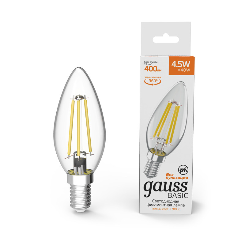 Светодиодная лампа Gauss 1031115 лампа светодиодная филаментная gauss e14 4 5w 2700к прозрачная 1031115