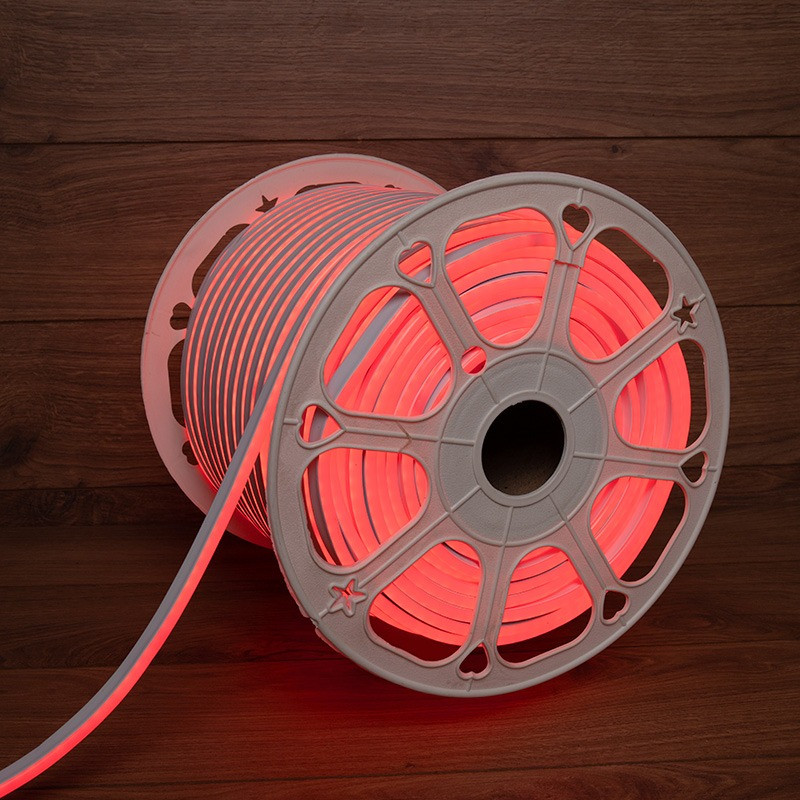Гибкий неон LED SMD 8х16 мм, двухсторонний, красный, 120 LED/м, бухта 100 м Neon-Night 131-092 гибкий неон dip 12x26мм розовый оболочка розовая бухта 50м