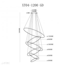 Каскадная люстра iLedex XT04-D1200 GD