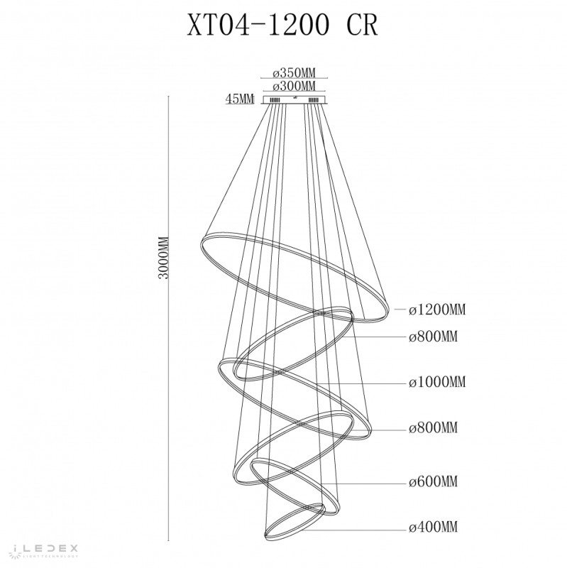 Каскадная люстра iLedex XT04-D1200 CR