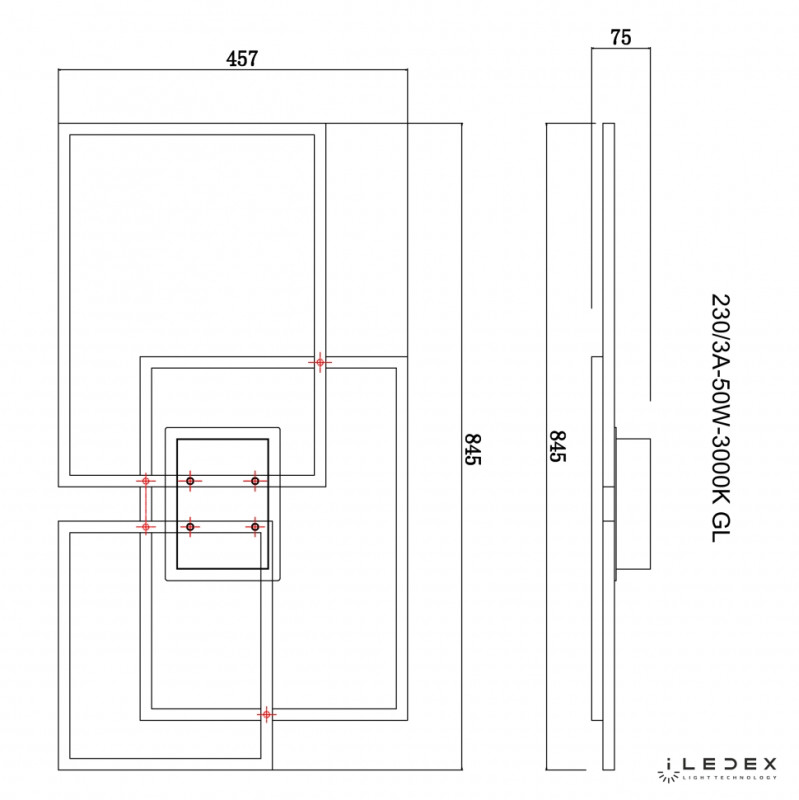 Накладная люстра iLedex 230/3A-50W-3000K GL