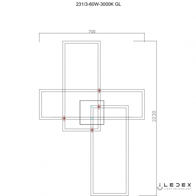 Накладная люстра iLedex 231/3-60W-3000K GL