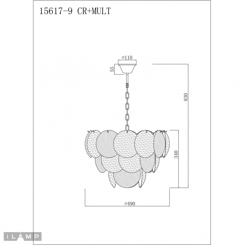 Подвесная люстра iLamp 15617-9 CR+MULT