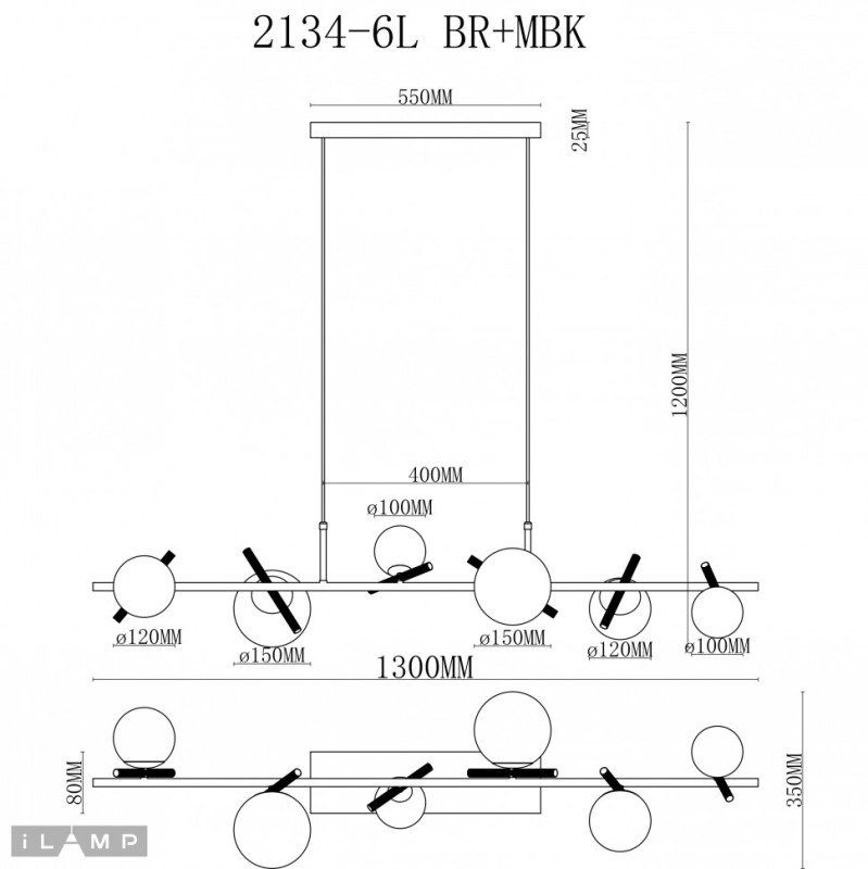 Подвесная люстра iLamp 2134-6L BR+MBK