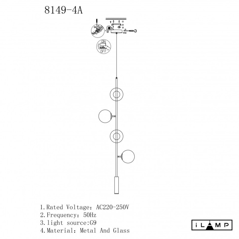 Подвесной светильник iLamp 8149P/4B BK-SM