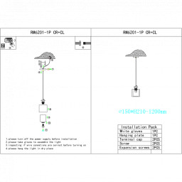Подвесной светильник iLamp RM6201-1P CR+CL