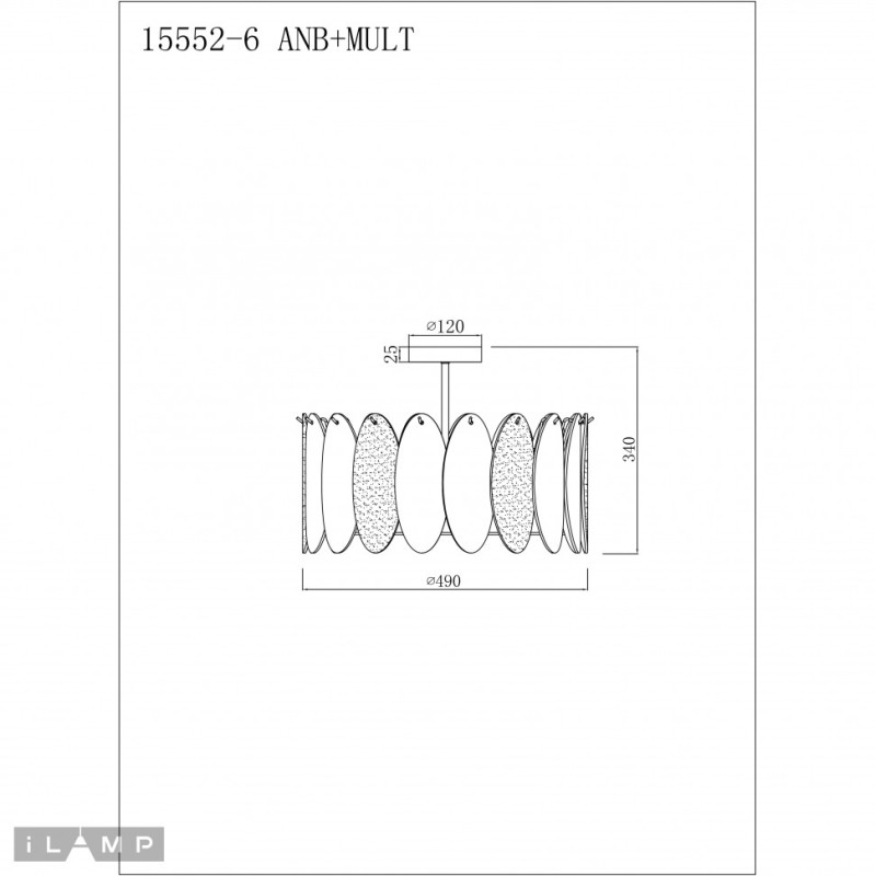 Люстра на штанге iLamp 15552-6 ANB+MULT