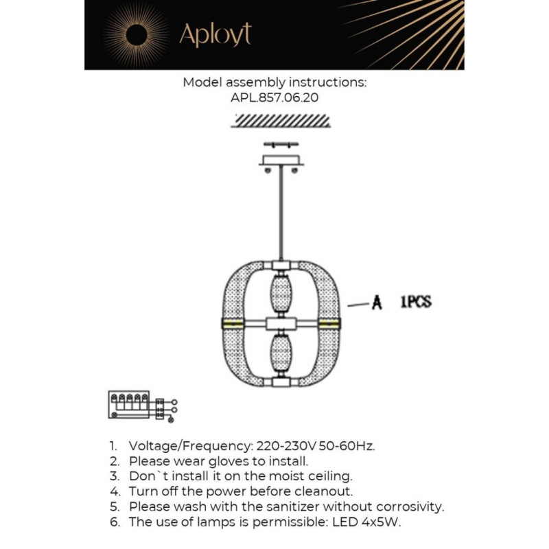 Подвесной светильник APLOYT APL.857.06.20