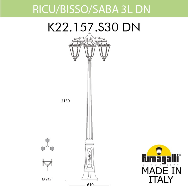 Садово-парковый светильник Fumagalli K22.157.S30.WYF1RDN