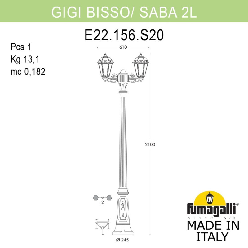 Садово-парковый светильник Fumagalli K22.156.S20.VXF1R