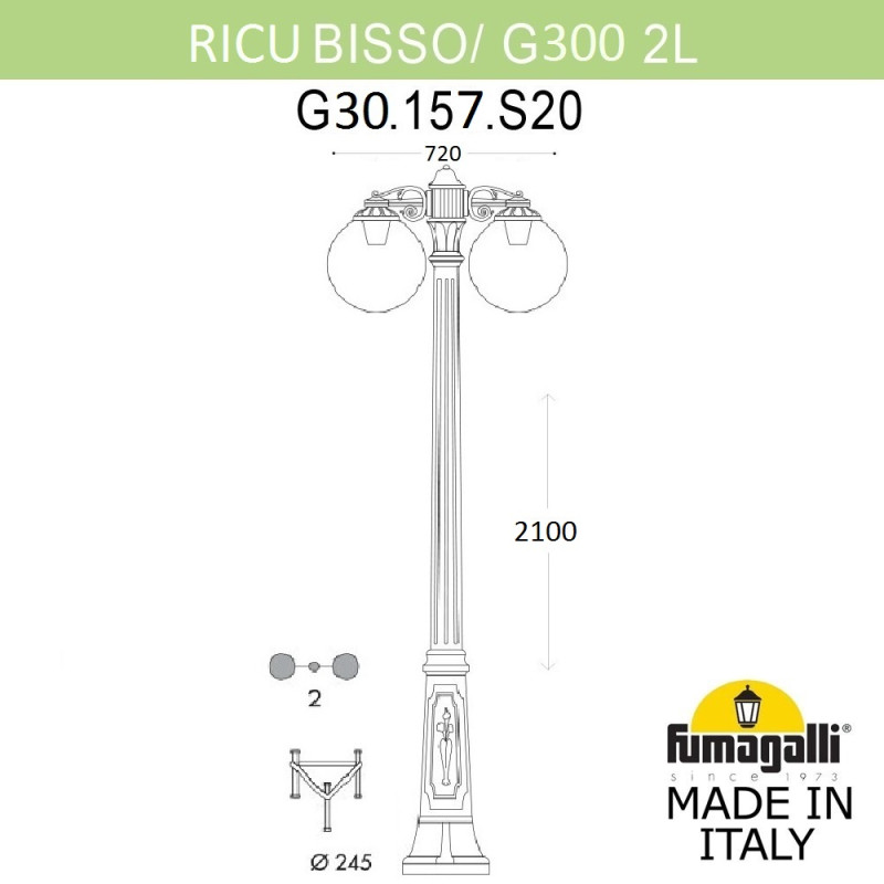 Садово-парковый светильник Fumagalli G30.157.S20.VZF1RDN