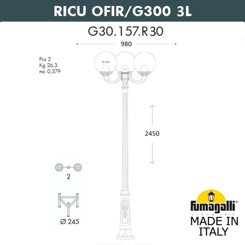 Садово-парковый светильник Fumagalli G30.157.R30.AYF1R