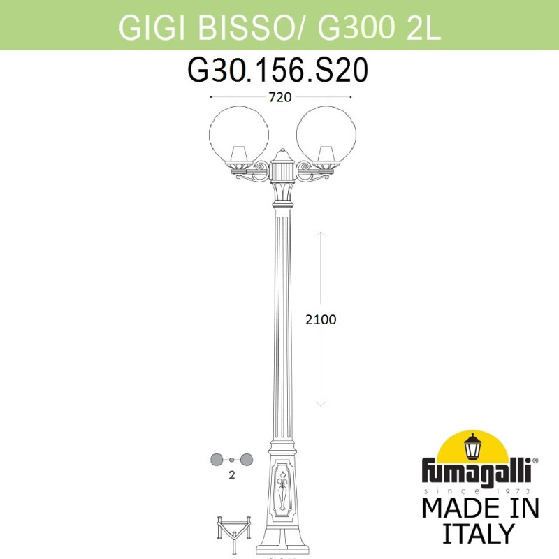 Садово-парковый светильник Fumagalli G30.156.S20.BYF1R