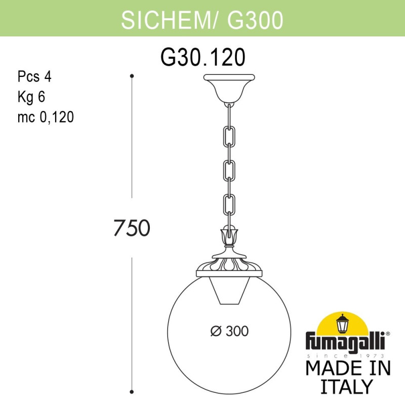 Подвесной уличный светильник Fumagalli G30.120.000.WXF1R