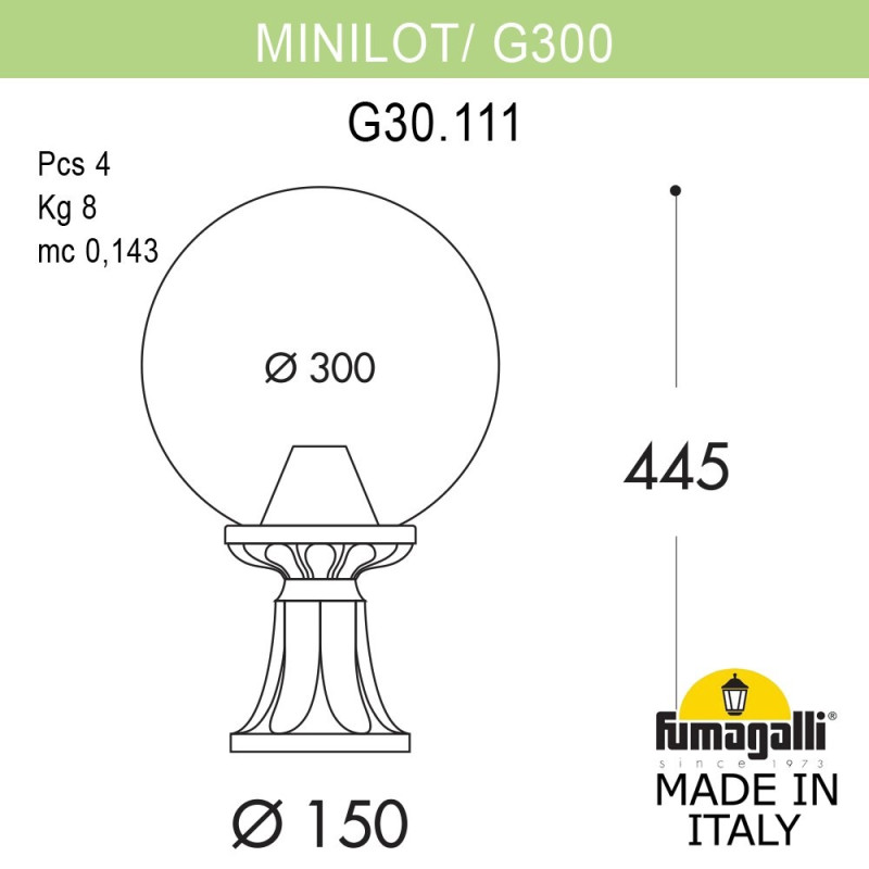 Садово-парковый светильник Fumagalli G30.111.000.WXF1R