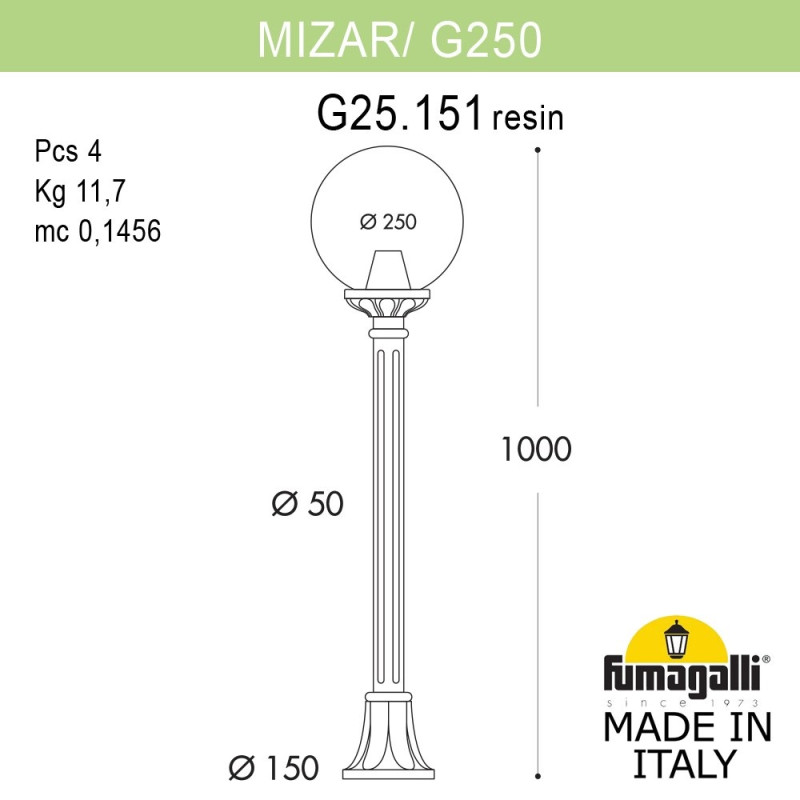 Садово-парковый светильник Fumagalli G25.151.000.VXF1R
