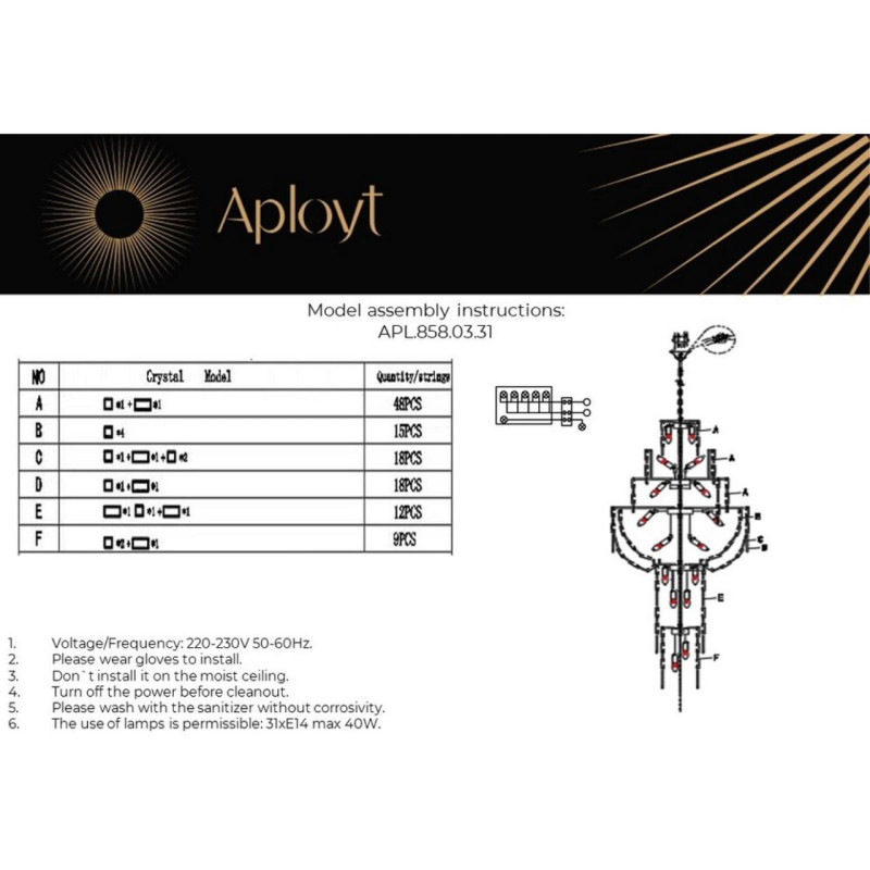 Каскадная люстра APLOYT APL.858.03.31