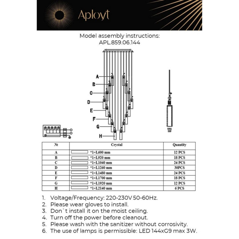 Каскадная люстра APLOYT APL.859.06.144