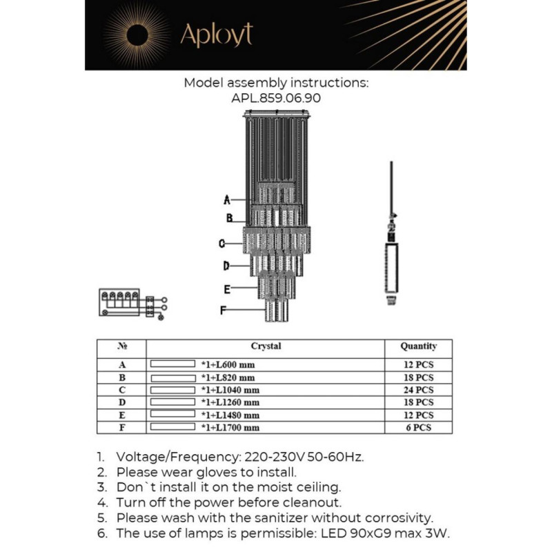 Каскадная люстра APLOYT APL.859.06.90