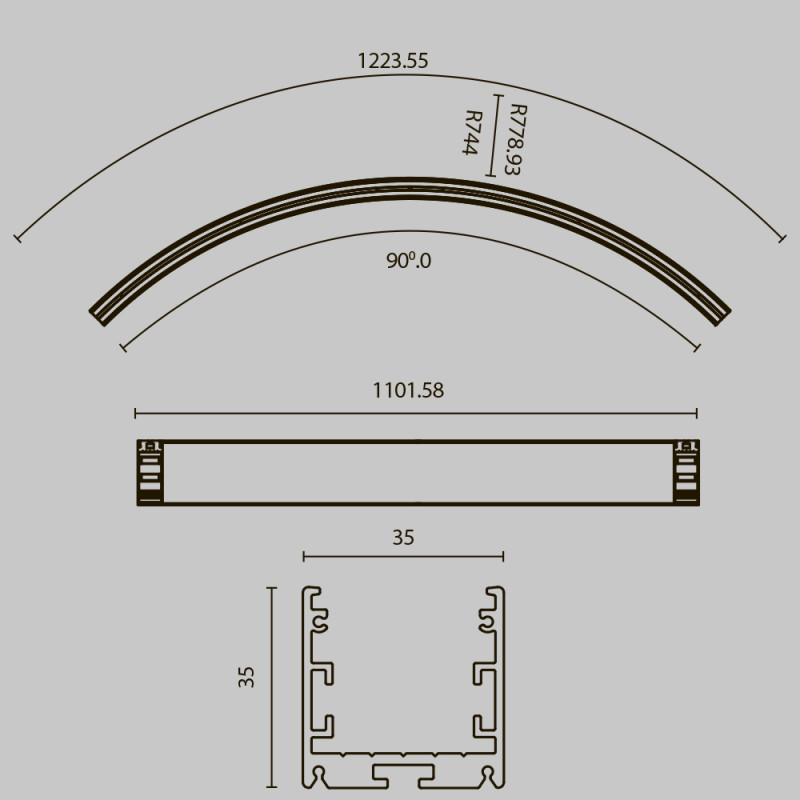 Профиль Maytoni Technical ALM-3535R-B-EX-90°-1.5M