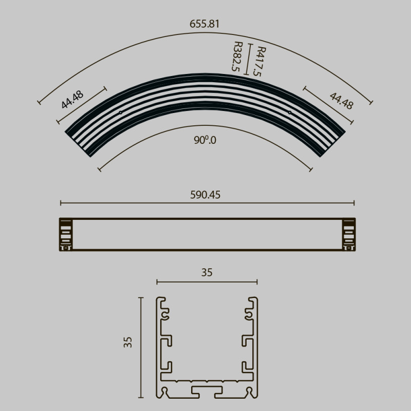 Профиль Maytoni Technical ALM-3535R-B-D-90°-0.8M