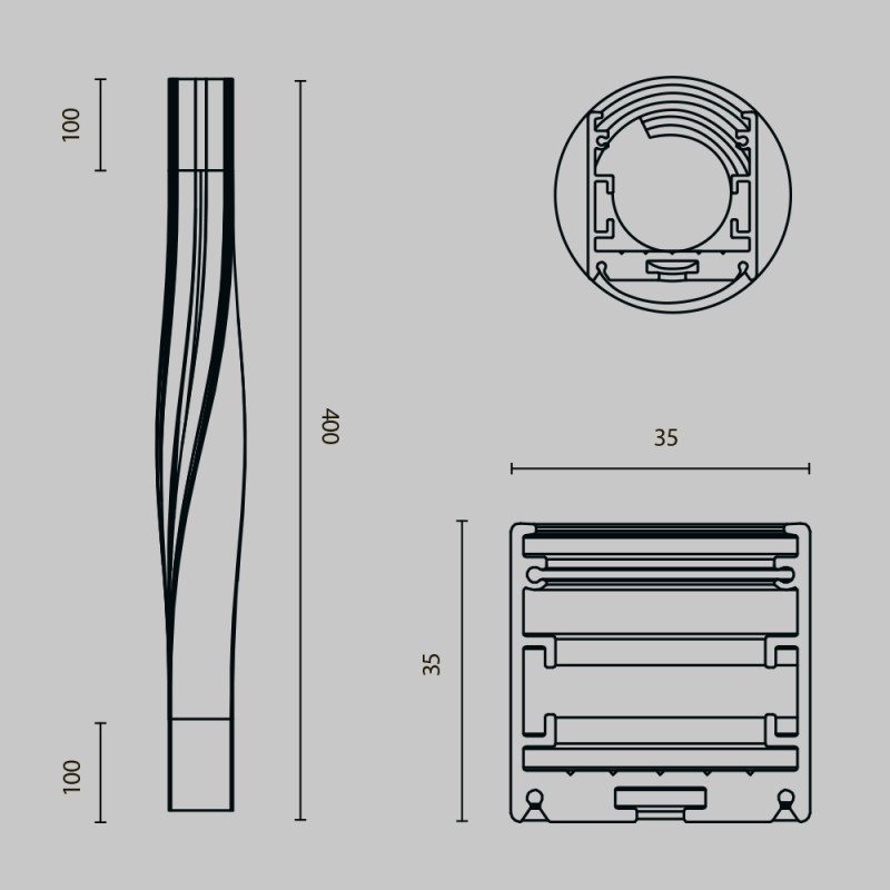 Профиль Maytoni Technical ALM-3535R-B-TR-90°-0.4M