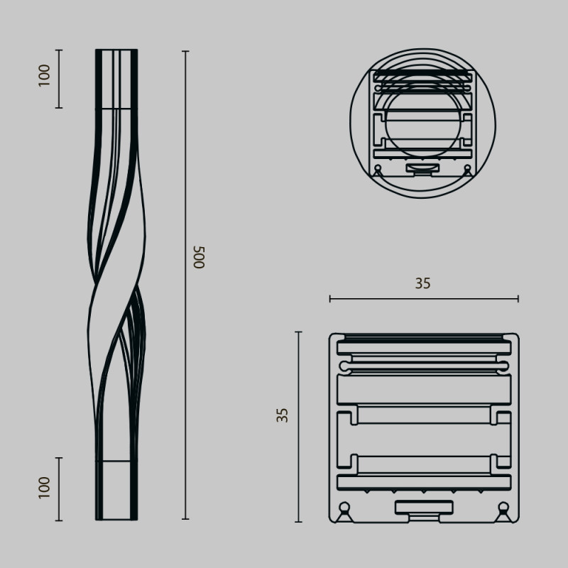 Профиль Maytoni Technical ALM-3535R-B-T-180°-0.5M