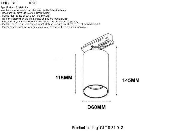 Светильник на шине Crystal Lux CLT 0.31 013 BL-BL