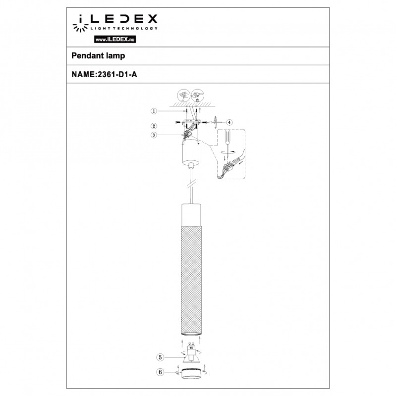 Подвесной светильник iLedex 2366-1 BK+SL