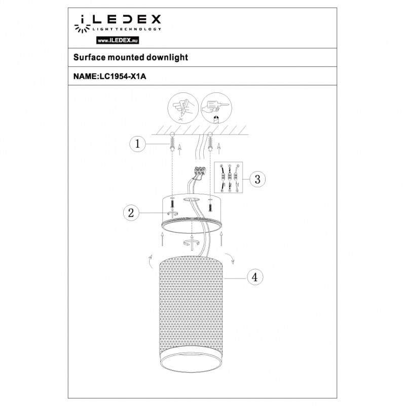 Накладной светильник iLedex 1954-10W-3000K-36 BK+SL