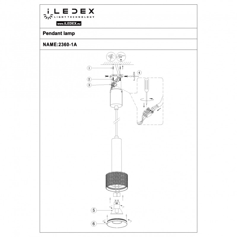 Подвесной светильник iLedex 2362-1 BK+SL