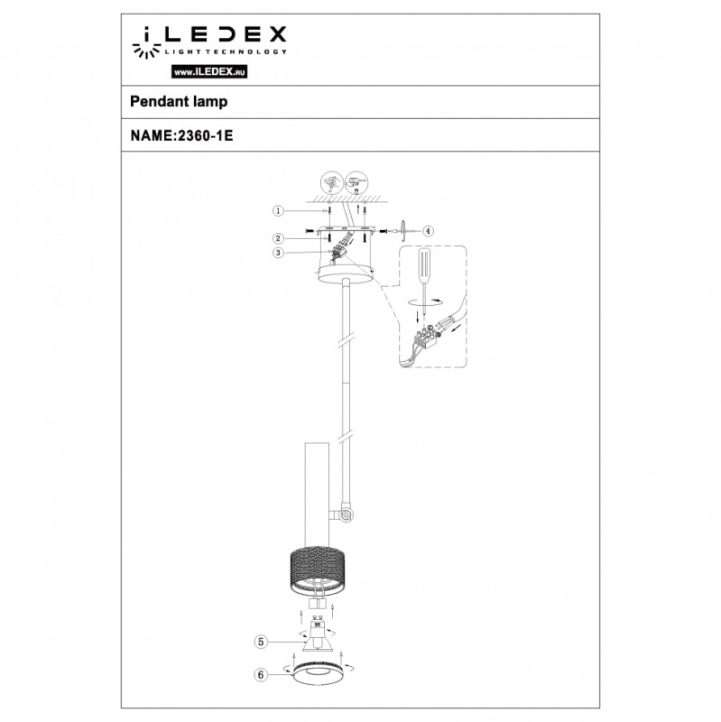 Подвесной светильник iLedex 2361-1 BK+SL