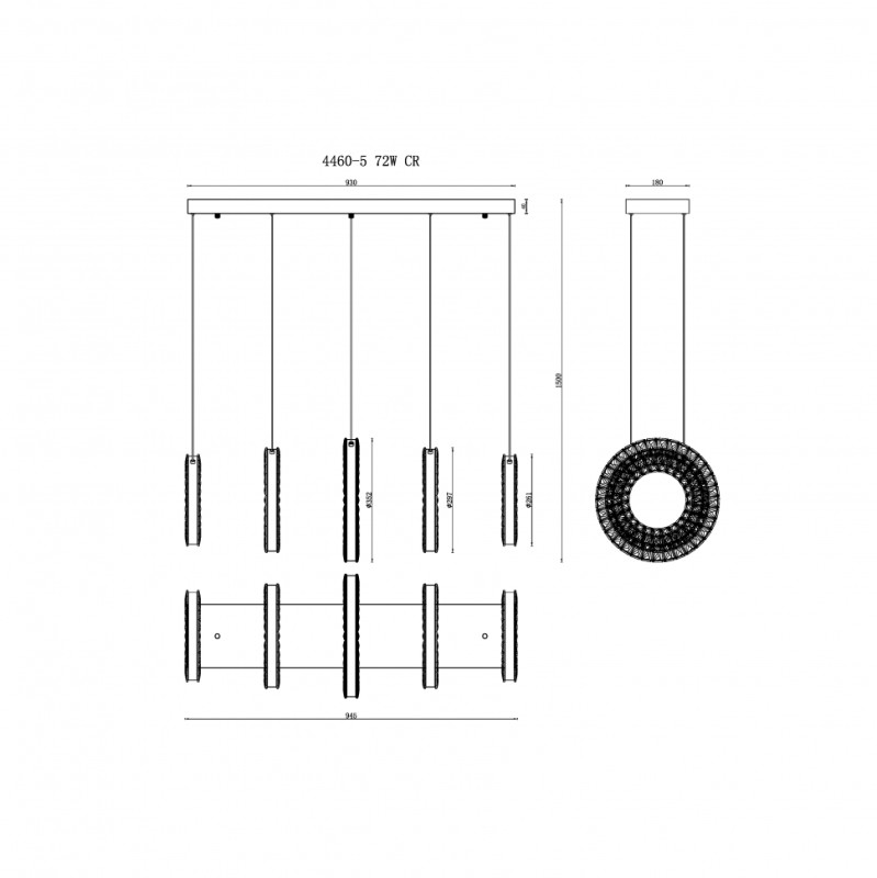 Подвесная люстра iLedex 4460-5 72W CR