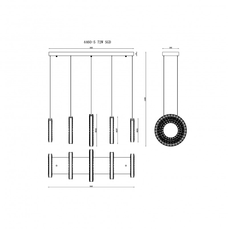 Подвесная люстра iLedex 4460-5 72W TGD