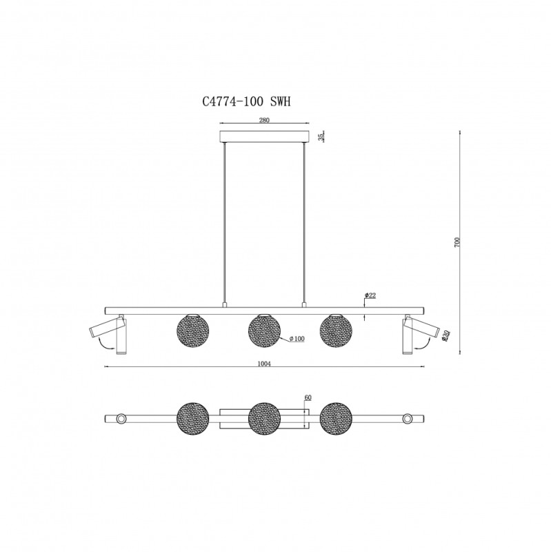 Подвесной светильник iLedex C4774-100 SWH