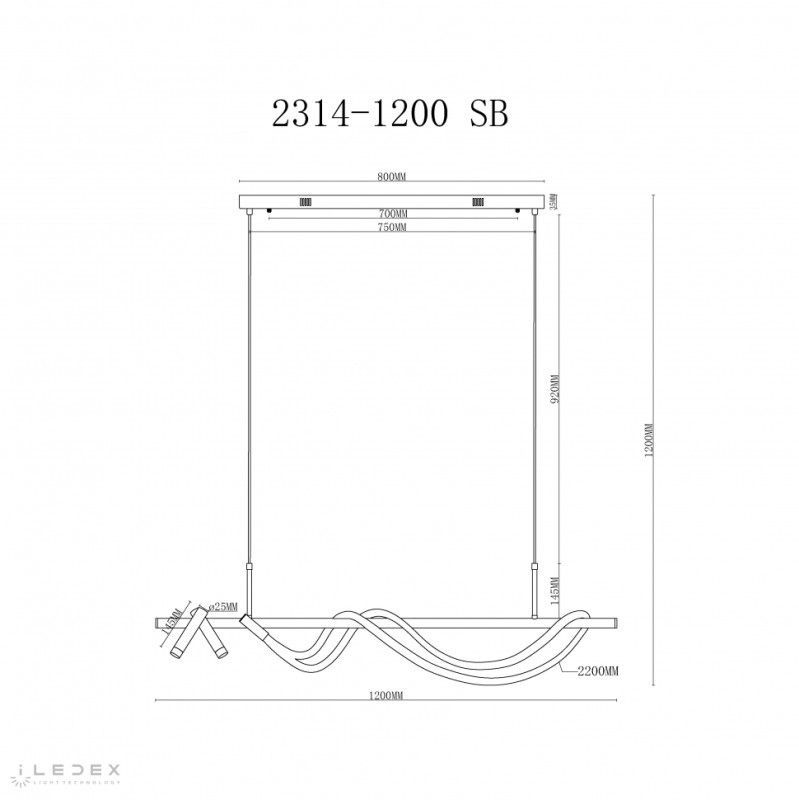 Подвесная люстра iLedex 2314-1200 SB