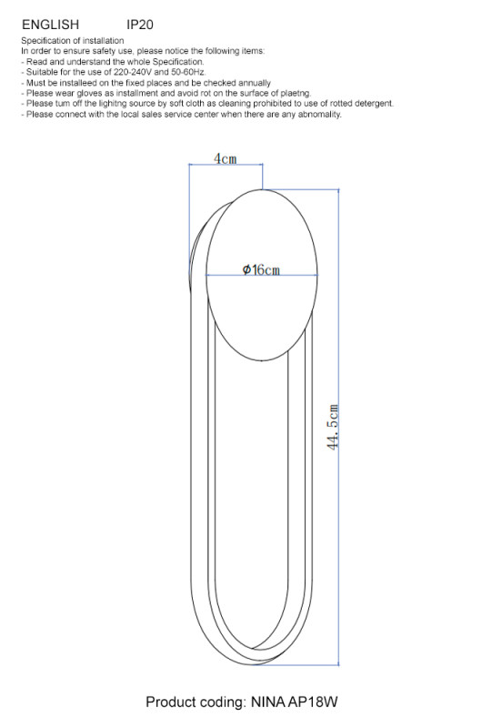 Бра Crystal Lux NINA AP18W LED BRASS