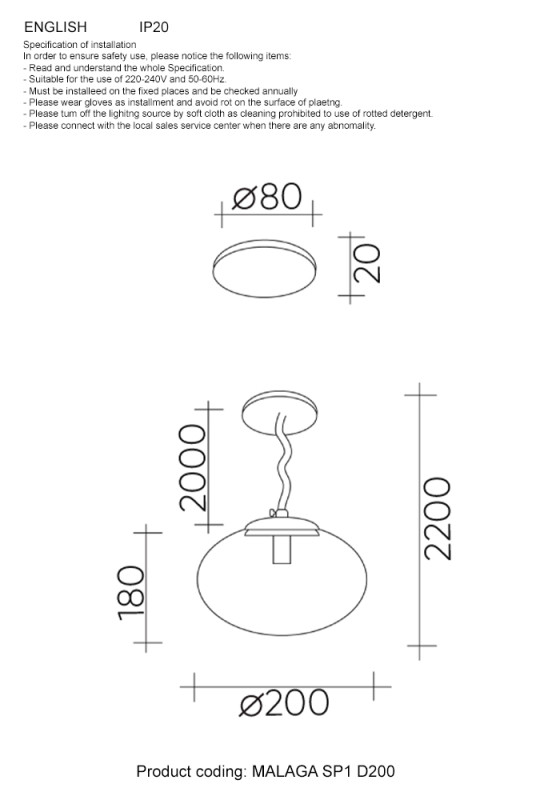 Подвесной светильник Crystal Lux MALAGA SP1 D200 COOPER