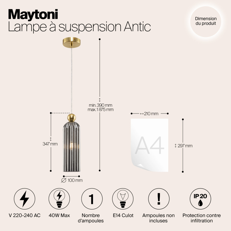 Подвесной светильник Maytoni MOD302PL-01GR