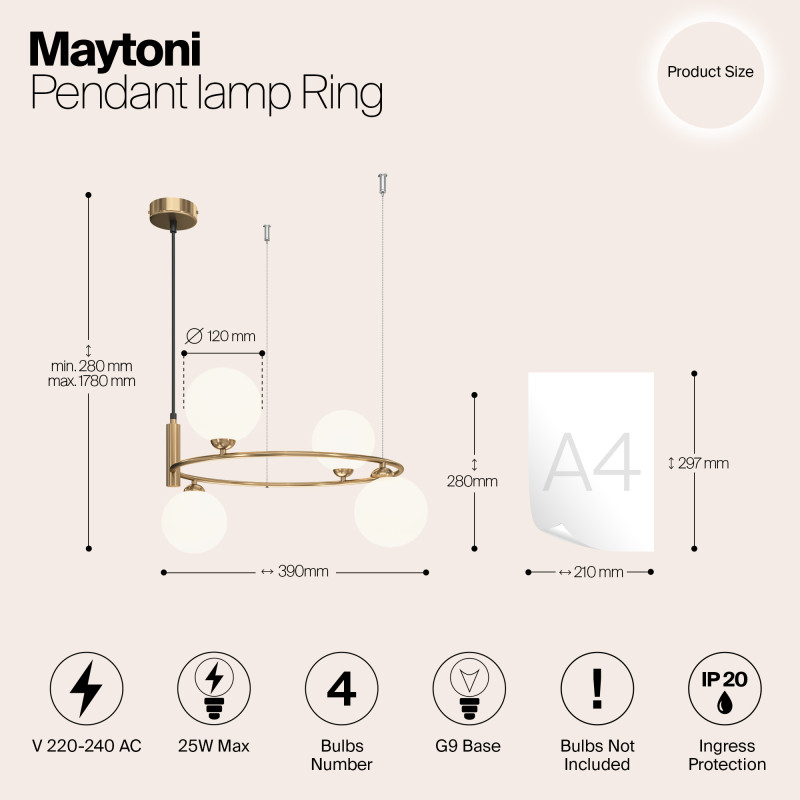 Подвесная люстра Maytoni MOD013PL-04BS1