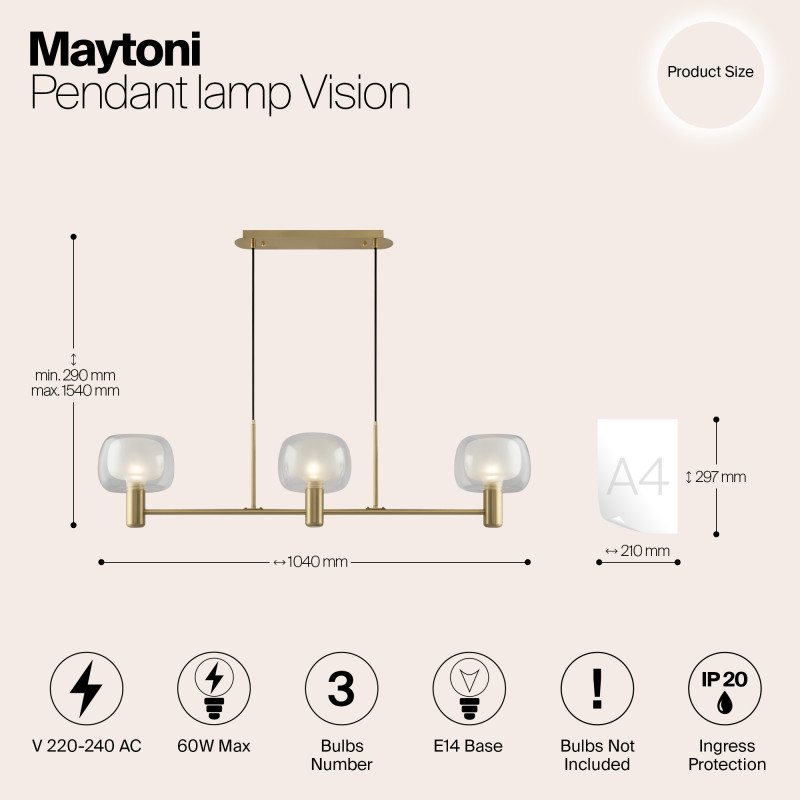 Подвесная люстра Maytoni MOD411PL-03G