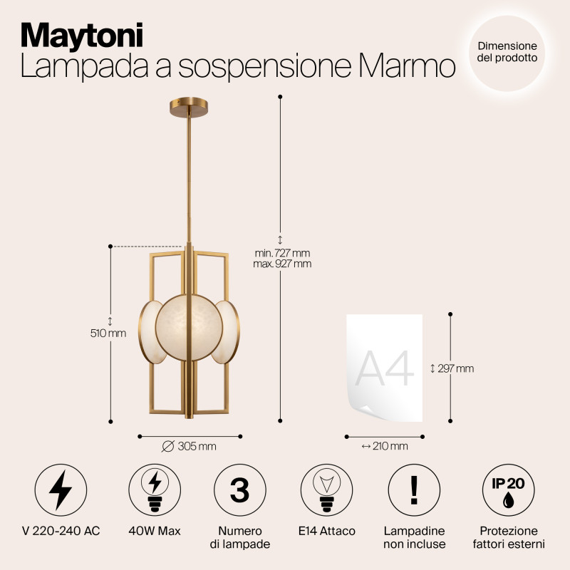 Люстра на штанге Maytoni MOD099PL-03G