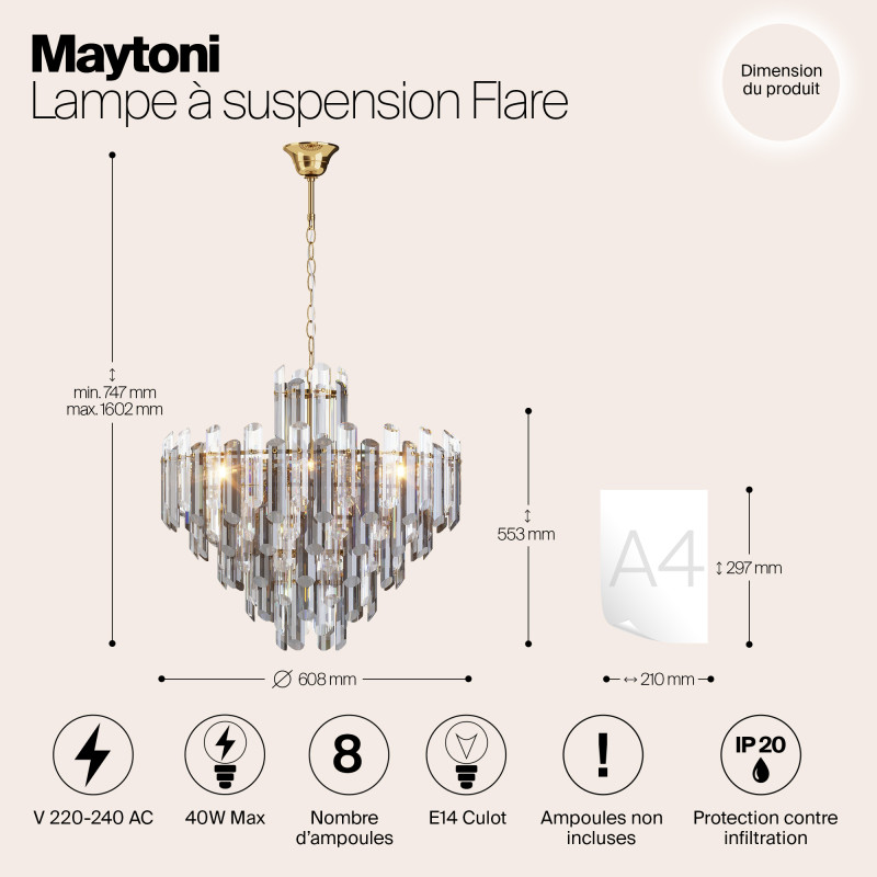 Каскадная люстра Maytoni DIA200PL-08G